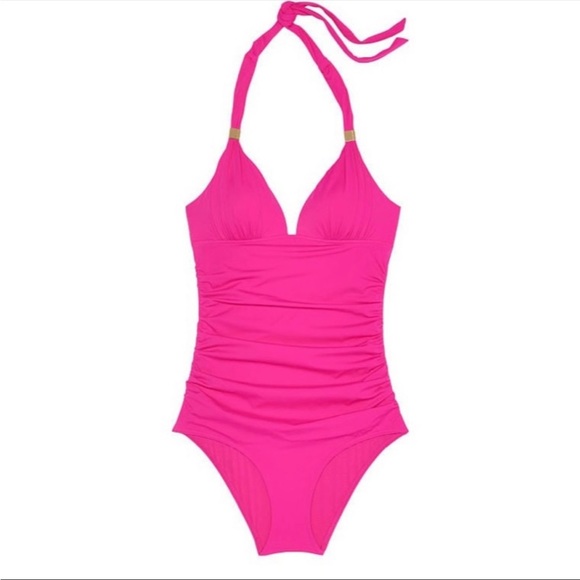 NWOT Victoria’s Secret WHITE Rouched Halter One Piece Swimsuit Resort woman M - Picture 5 of 13